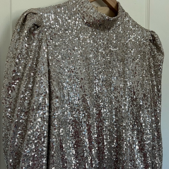 Rachel Zoe Champagne Sequin Bodysuit | L - Picture 5 of 15